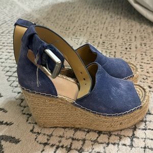 Blue and tan Marc fisher wedges